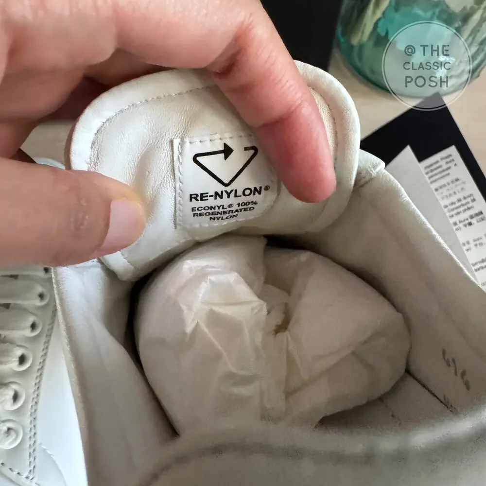 NEW Prada  Nappa Re Nylon White Sneakers Low Top Sz 35